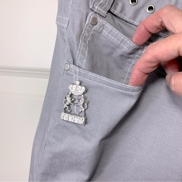 Not The Same N.T.S UK Gray Straight Wide Leg Pants Mid Rise Belted Waist 36" - Picture 6 of 16